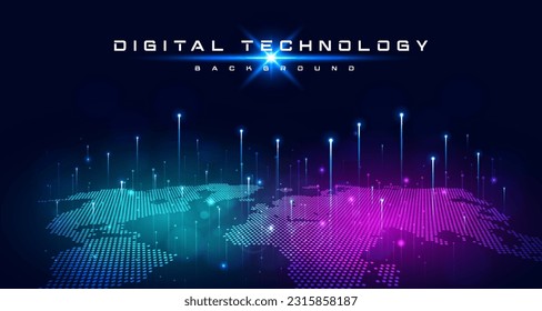 Tecnología digital velocidad conexión de red Internet fondo púrpura azul, información cibernética, comunicación de conexión de velocidad abstracta, metáfora de innovación tecnología futurista, Ai big data, ilustración 3d