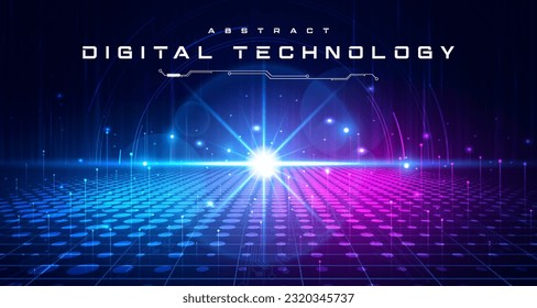 Digital technology speed internet network connection blue purple background, cyber information, abstract data connect communication, innovation metaverse futuristic tech, Ai big data, illustration 3d