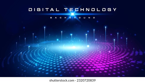 Digital technology speed internet network connection blue purple background, cyber information, abstract data connect communication, innovation metaverse futuristic tech, Ai big data, illustration 3d