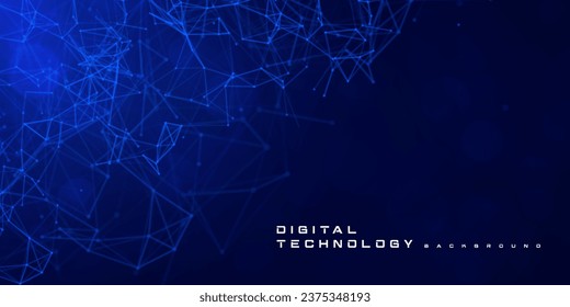 Digital technology speed network connect blue background, cyber nano information, abstract communication, innovation future tech data, internet connection, Ai big data, lines dots illustration vector