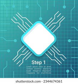 Digital technology system infographic chart design element set. Abstract vector symbols for infochart with blank copy spaces. Instructional graphics kit. Roboto Medium, Light fonts used