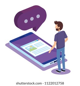 digital technology with teamwork people isometric
