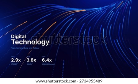 Digital Technology Vector Background. Futuristic AI Tech Banner With Glowing Abstract Connections. Innovation And Cyber Security Presentation Backdrop. 