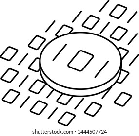 Digital technology. Vector flat outline icon illustration isolated on white background.