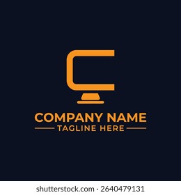 Digital Technology Vector Logo – Computer Monitor Screen Branding Emblem
