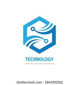 Digital technology vector logo concept design. Abstract shape sphere business sign. Network communication symbol. Planet space icon. 
