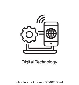 Digital Technology vector outline Icon Design illustration. Internet of Things Symbol on White background EPS 10 File