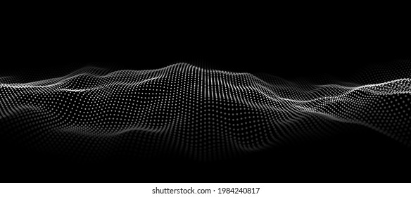 Digital technology wave. Abstract background with dots moving in space. Futuristic modern dynamic wave. Vector illustration.