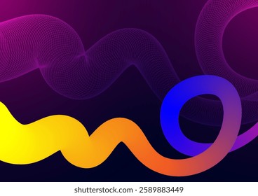 Digital technology Wave background. Wavy futuristic fluid concept. Design for abstract curve connect telecoms internet online background.