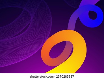 Digital technology Wave colorful background. Design for abstract futuristic fluid wavy curve gradient digital technology background.