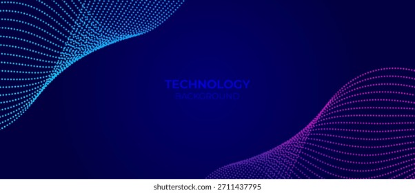 Digital technology wave line of flowing particles abstract futuristic background. Vector illustration.