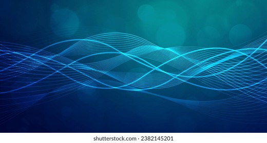 Digitale Technologie-Wellengeschwindigkeit verbindet blauen grünem Hintergrund, Cyber-Nano-Informationen, abstrakte Kommunikation, Innovation, zukünftige Technologie-Daten, Internetnetzanschluss, Ai big data line Punkt Illustration