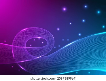 Digital technology Wavy abstract background. Wave shape curve wireframe concept. Design for futuristic fluid curve wave shape connect telecoms internet online fiber gradient. 