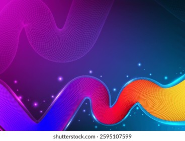 Digital technology Wavy background. Futuristic fluid gradient and wave concept. Design for abstract curve wave shape  connect telecoms internet colorful online fiber gradient.