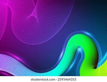 Digital technology Wavy background. Wave shape futuristic fluid gradient concept. Design for futuristic fluid curve connect telecoms internet online fiber gradient.