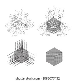 Digital Technology Web Banner. Big data Machine Learning Algorithms. Analysis of Information. Black silhouette. Isometric view. Science Background. 