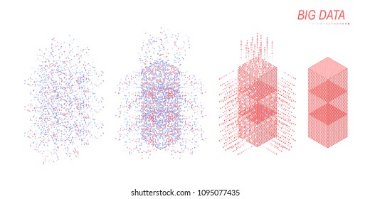 Digital Technology Web Banner. Big Data Machine Learning Algorithms. Abstract Banner Analysis Of Information. Isometric View. Science Background. Colorful Cube.