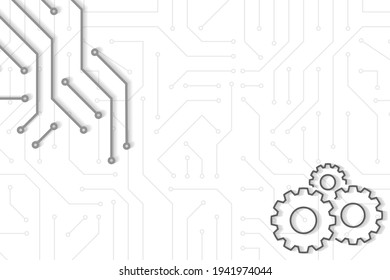 Tecnología digital fondo de concepto de banner blanco con tecnología de efecto de línea, ilustración vectorial para diseño gráfico