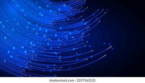 Digital technology worldwide global network internet speed connection blue background, Abstract cyber tech futuristic, Ai big data, fiber optic 5g wireless wifi future, lines dots illustration vector