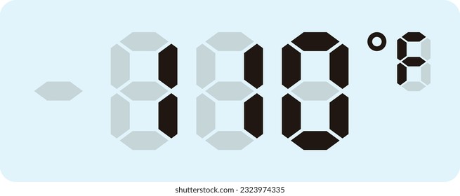 Digital temperature display measurement isolated on white background.