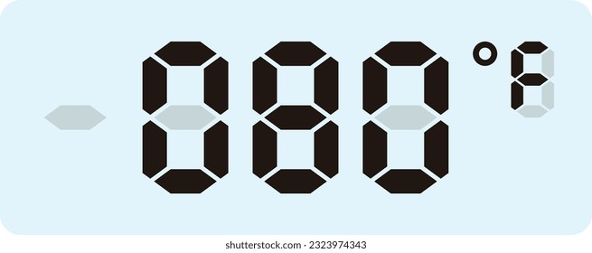 Digital temperature display measurement isolated on white background.