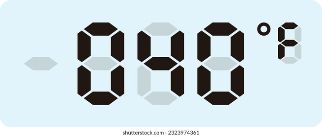 Digital temperature display measurement isolated on white background.