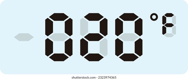 Digital temperature display measurement isolated on white background.