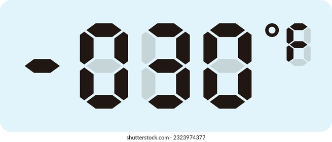 Digital temperature display measurement isolated on white background.