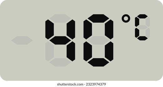 Digital temperature display measurement isolated on white background.