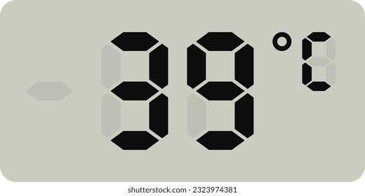 Digital temperature display measurement isolated on white background.