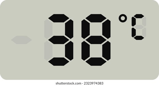 Digital temperature display measurement isolated on white background.