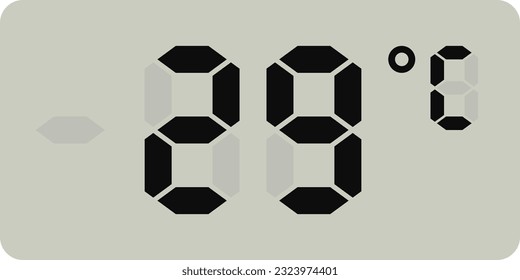 Digital temperature display measurement isolated on white background.