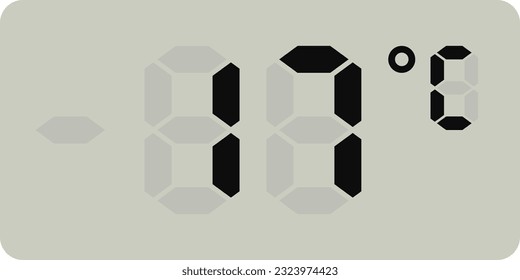 Digital temperature display measurement isolated on white background.