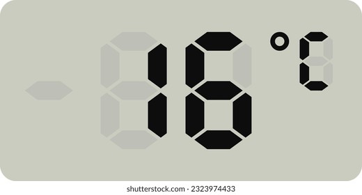 Digital temperature display measurement isolated on white background.