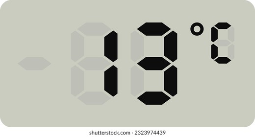 Digital temperature display measurement isolated on white background.