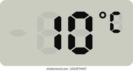 Digital temperature display measurement isolated on white background.