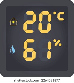 Digital temperature and humidity display. vector