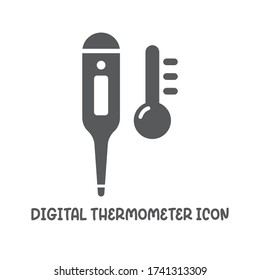Digital temperature icon simple silhouette flat style vector illustration on white background.