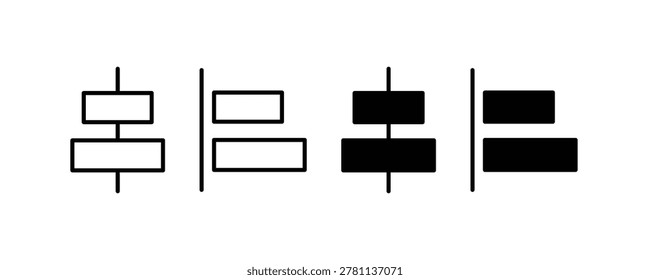 Digital text alignment and paragraph justification icons for content editing and typography symbol vector illustration.
