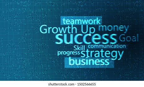 Digital Text and symbol Plan Business,Successful and strategy with arrow symbol on blue background,Team Work concept,vector.