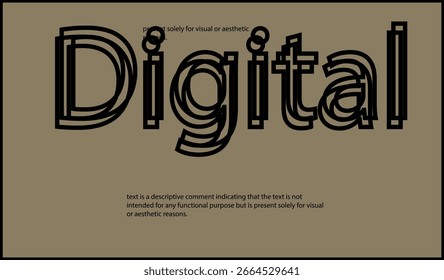 Texto digital escrito em letras minúsculas.Design de letras vetoriais. Palavra simples.