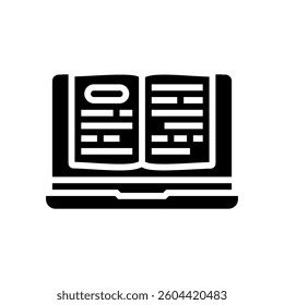 digital textbook education platform glyph icon vector. digital textbook education platform sign. isolated symbol illustration