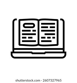 digital textbook education platform line icon vector. digital textbook education platform sign. isolated contour symbol black illustration