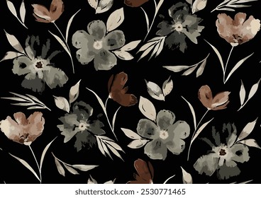 digital textile allover floral background texture surface design flower bunch ornament.