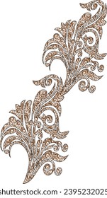 Digital Textile All-Over Pattern Design for Pakistani-Indian-Turki-Kurti Design-digital-textile-design-flowers-leaves-Exquisite border design, border pattern, Motif, Graph
