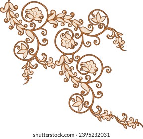 Digital Textile All-Over Pattern Design for Pakistani-Indian-Turki-Kurti Design-digital-textile-design-flowers-leaves-Exquisite border design, border pattern, Motif, Graph
