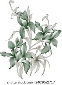 Digital Textile All-Over Pattern Design for Pakistani-Indian-Turki-Kurti Design-digital-textile-design-flowers-leaves-Exquisite border design, border pattern, Motif, Graph
