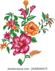 Digital Textile All-Over Pattern Design for Pakistani-Indian-Turki-Kurti Design-Digital Design background with colorful objects and flowers-
digital-textile-design-flowers-leaves-Exquisite border