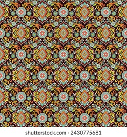 Digital Textile All-Over Muster Design für Pakistani-Indian-Turki-Kurti Design-Digital-Textil-Design-Blumen-Blätter-Exquisites Rand-Design, Rand-Muster, Motiv, Graph