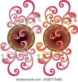 Digital Textile All-Over Pattern Design for Pakistani-Indian-Turki-Kurti Design-digital-textile-design-flowers-leaves-Exquisite border design, border pattern, Motif, Graph